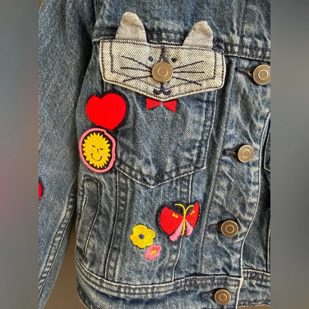 Hanna Anderson | Denim Jean Jacket with Colorful Patches | size 110 | 5